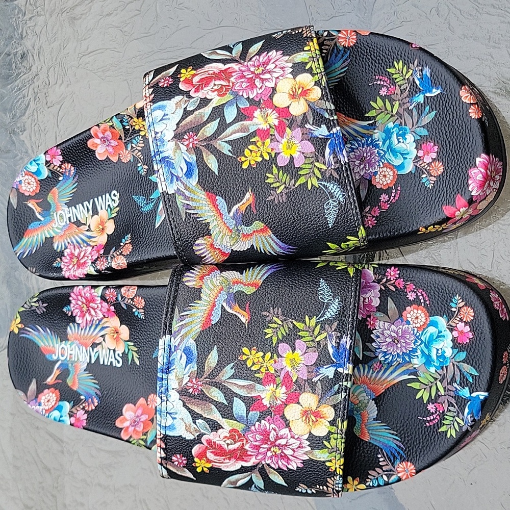 Johnny Was Floral Slide Sandals